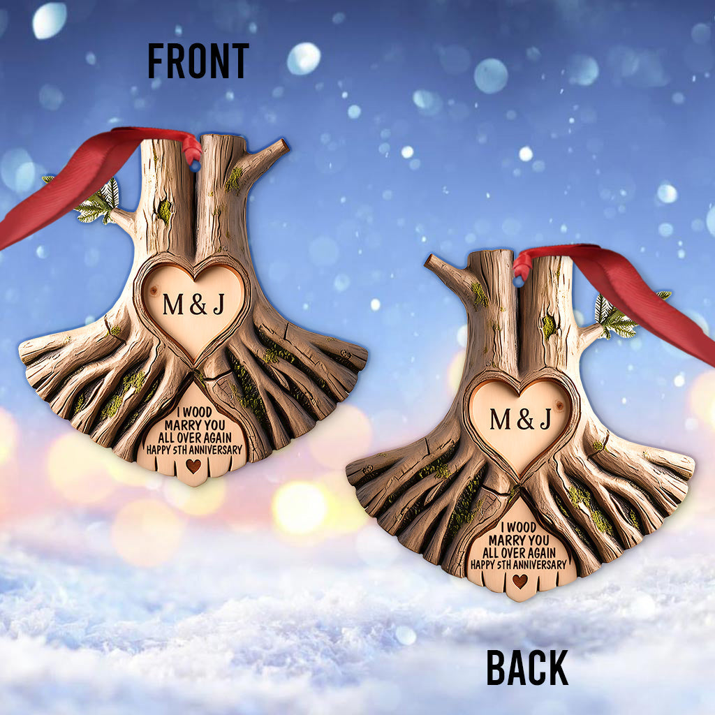 I Wood Marry You All Over Again - Personalized Couple Ornament