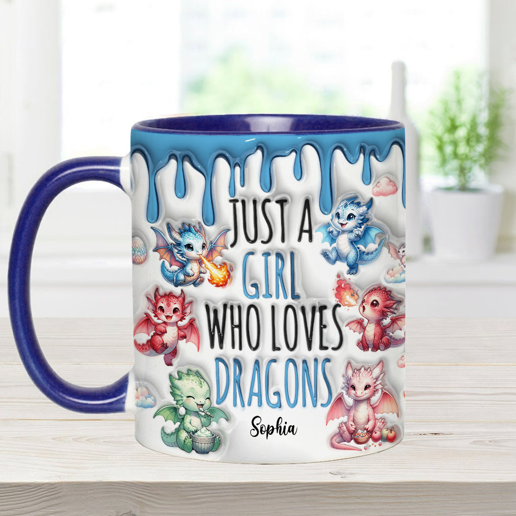 Just AGirl Who Loves Dragons - Personalized Dragon Accent Mug