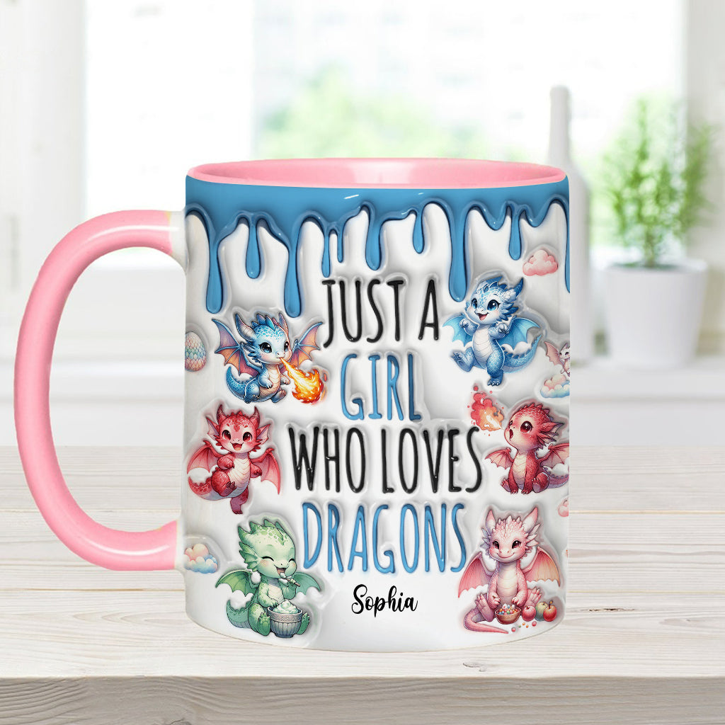 Just AGirl Who Loves Dragons - Personalized Dragon Accent Mug