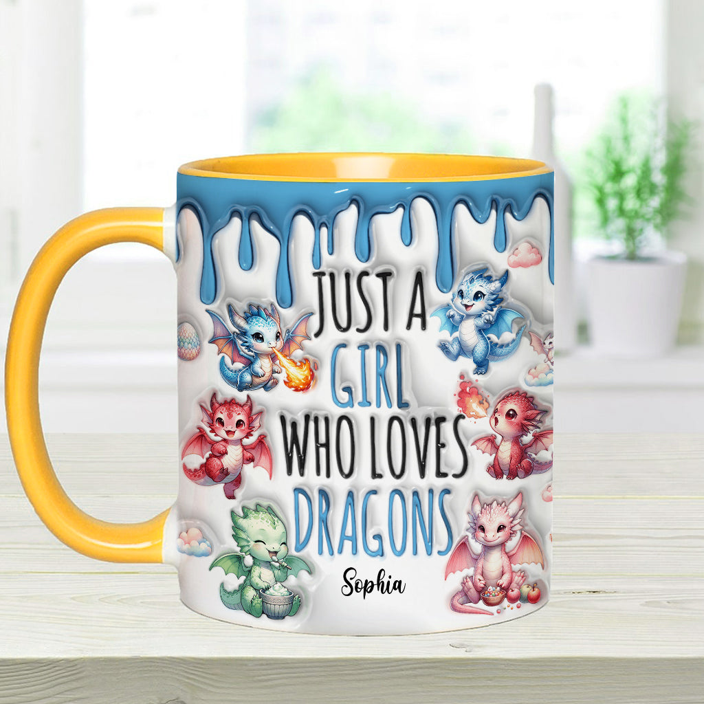Just AGirl Who Loves Dragons - Personalized Dragon Accent Mug