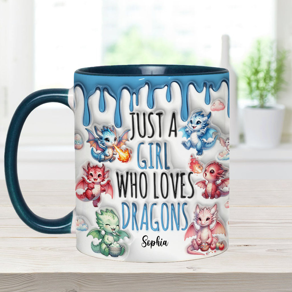 Just AGirl Who Loves Dragons - Personalized Dragon Accent Mug