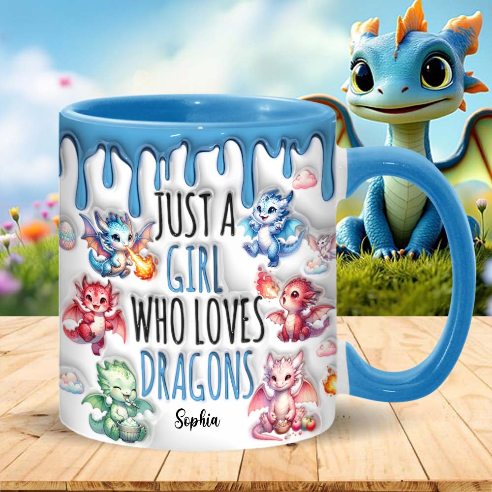 Just AGirl Who Loves Dragons - Personalized Dragon Accent Mug