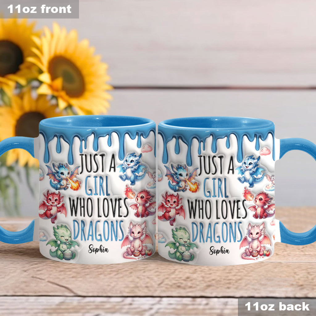 Just AGirl Who Loves Dragons - Personalized Dragon Accent Mug