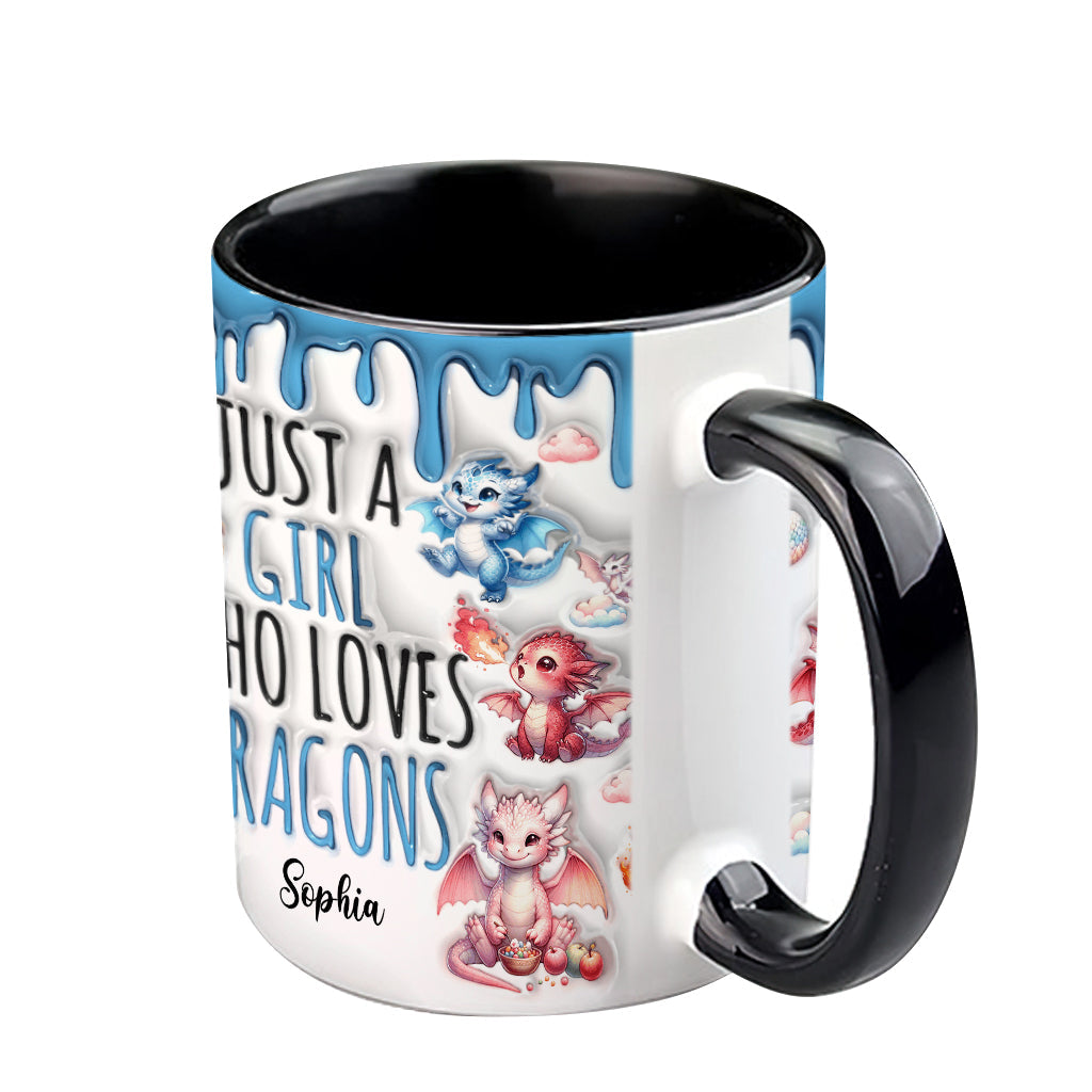 Just AGirl Who Loves Dragons - Personalized Dragon Accent Mug