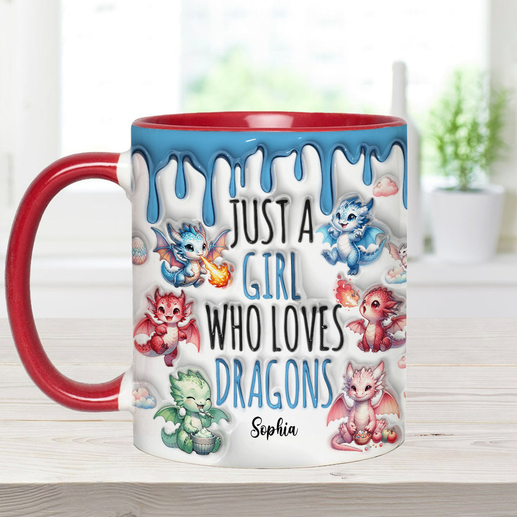 Just AGirl Who Loves Dragons - Personalized Dragon Accent Mug