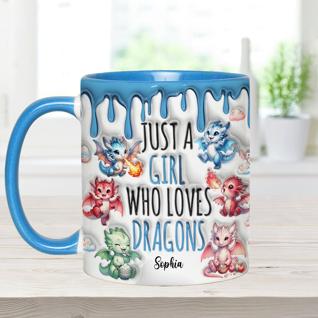 Just AGirl Who Loves Dragons - Personalized Dragon Accent Mug