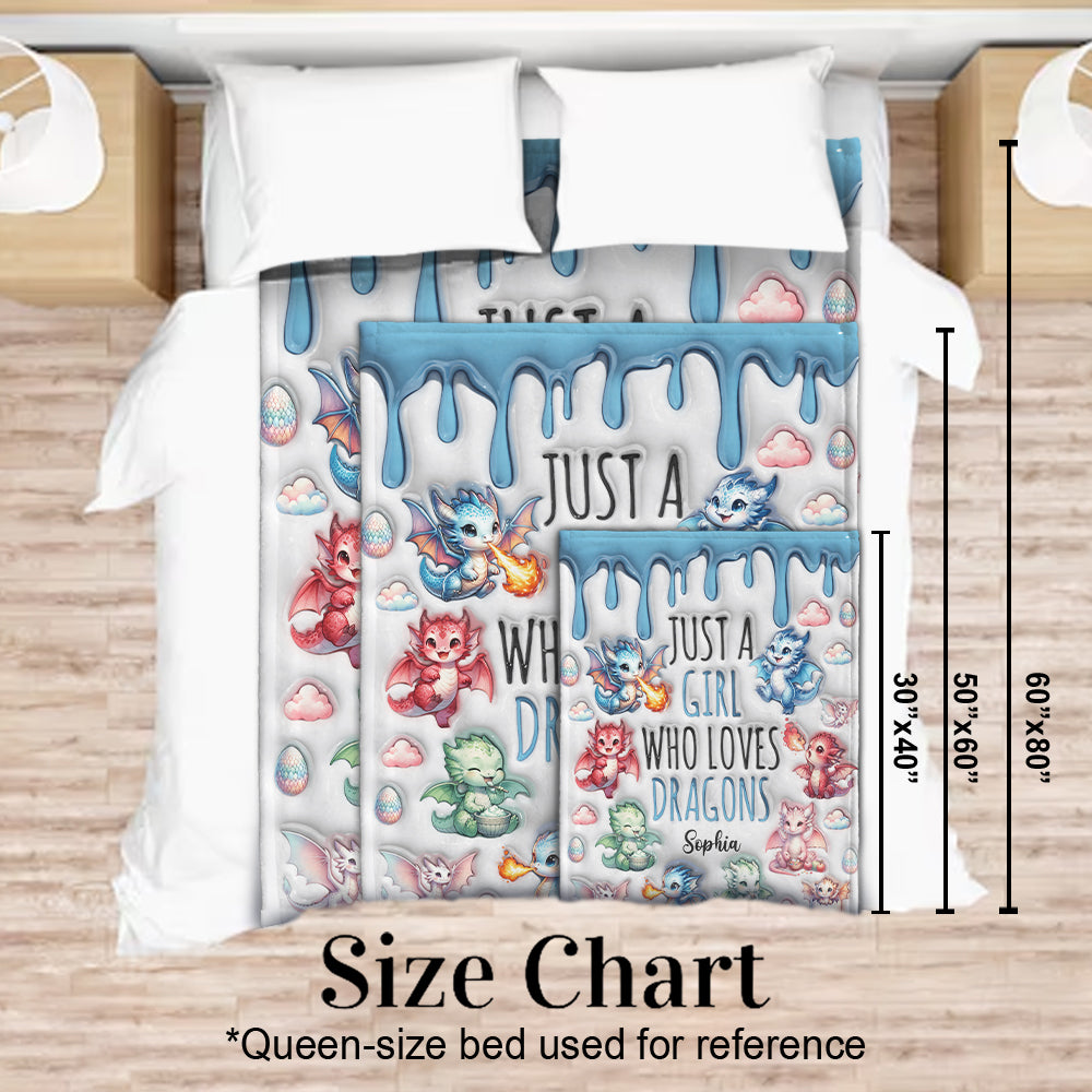 Just A Girl Who Loves Dragons - Personalized Dragon Blanket