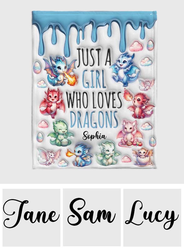 Just A Girl Who Loves Dragons - Personalized Dragon Blanket