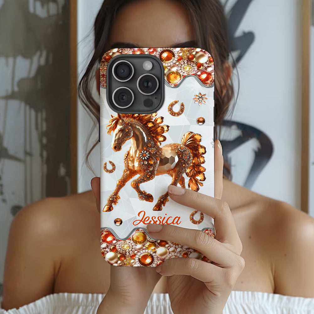 Einfach ein Mädchen, das Pferde liebt – Personalisierte Handyhülle mit Pferdemotiv