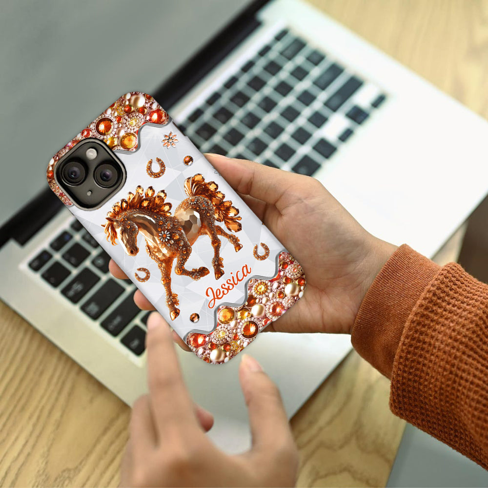 Einfach ein Mädchen, das Pferde liebt – Personalisierte Handyhülle mit Pferdemotiv