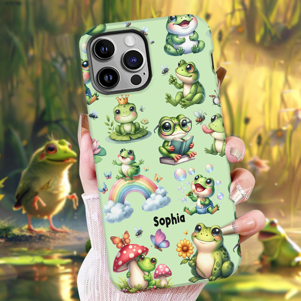 Einfach ein Mädchen, das Frösche liebt – Personalisierte Handyhülle mit Frosch-Vollbilddruck