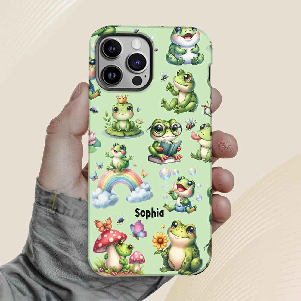 Einfach ein Mädchen, das Frösche liebt – Personalisierte Handyhülle mit Frosch-Vollbilddruck