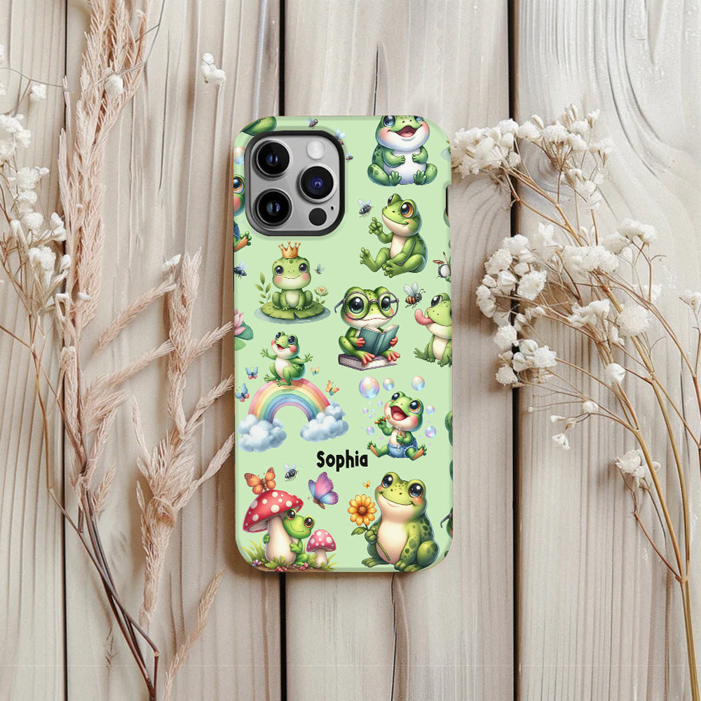 Einfach ein Mädchen, das Frösche liebt – Personalisierte Handyhülle mit Frosch-Vollbilddruck