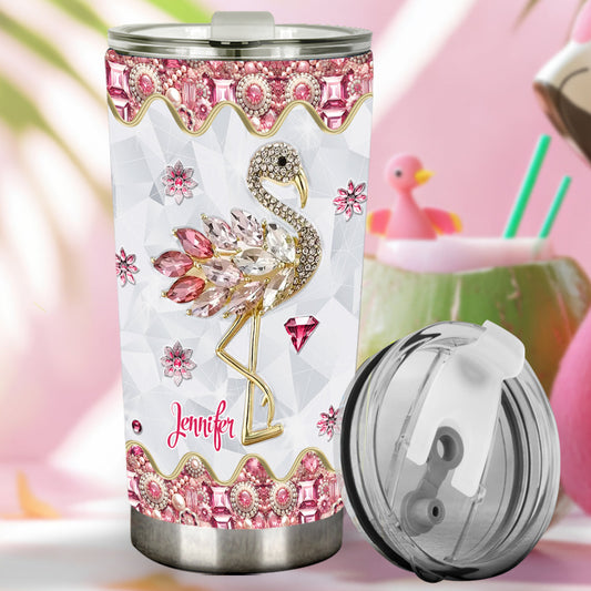 Einfach ein Mädchen, das Flamingos liebt – personalisierter Flamingo-Becher