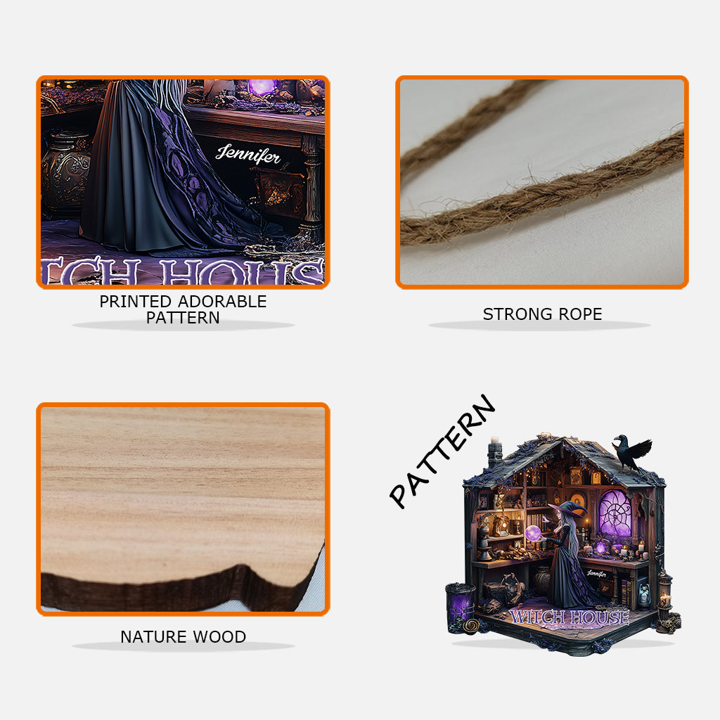 Geheimnisvolles Hexenzimmer – Personalisiertes, individuell geformtes Hexen-Holzschild