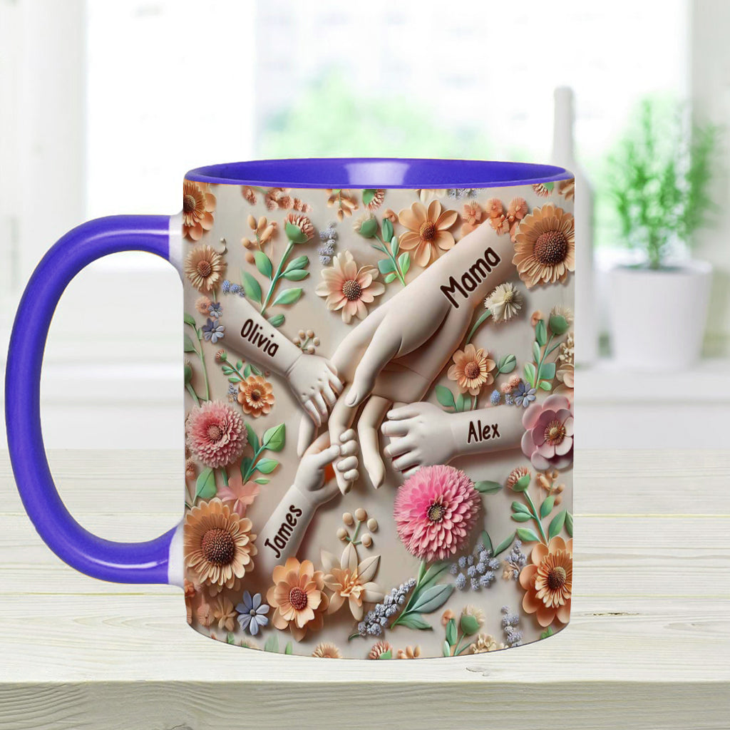 Hand in Hand – Personalisierte Tasse mit Muttermotiv