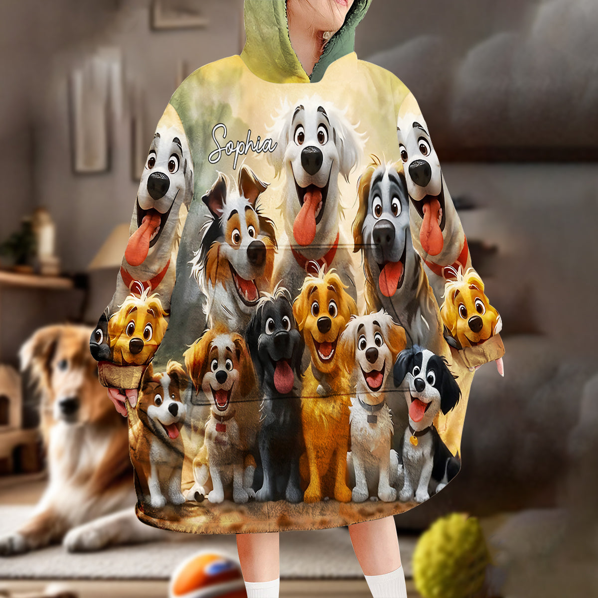 Einfach ein Mädchen, das Hunde liebt – personalisierter Hunde-Hoodie