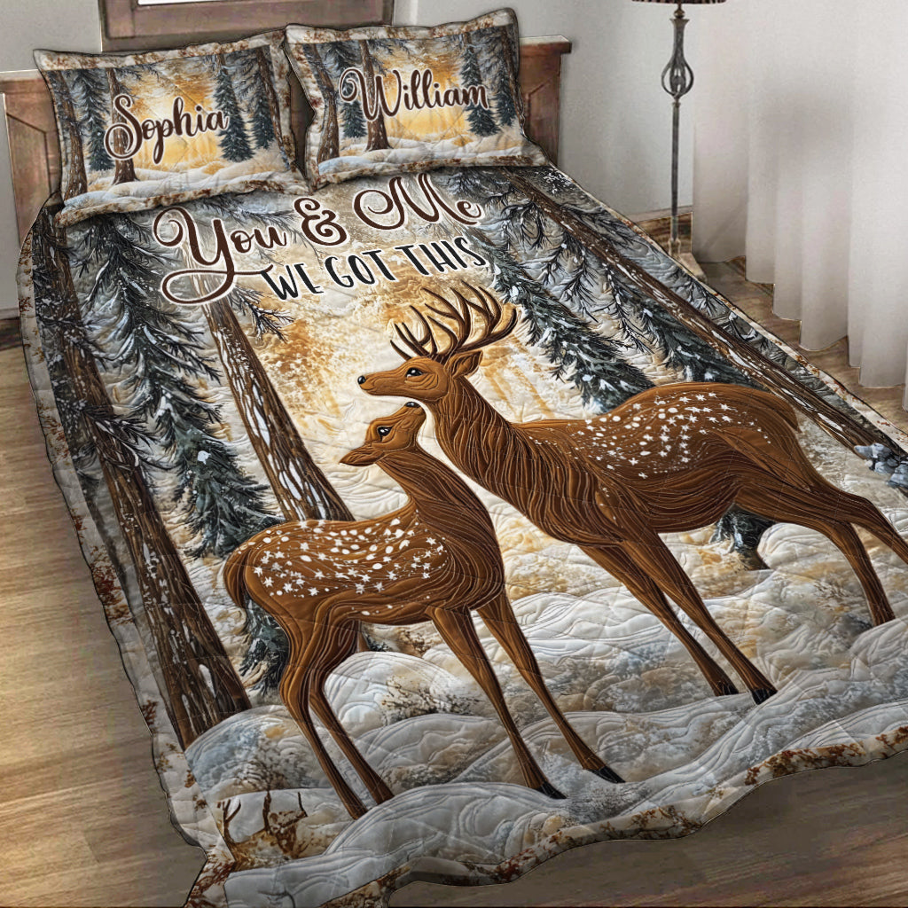 Du und ich, wir schaffen das – Personalisiertes Jagd-Quilt-Set