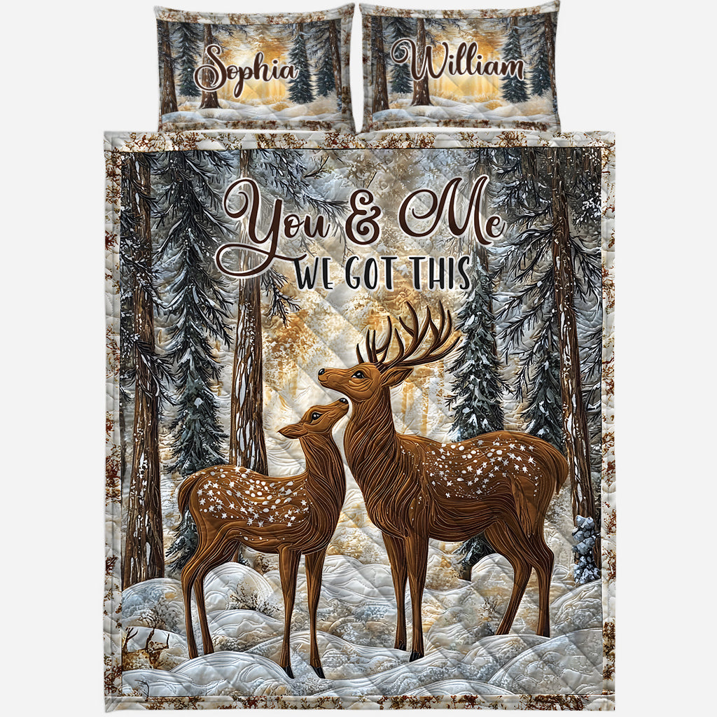Du und ich, wir schaffen das – Personalisiertes Jagd-Quilt-Set