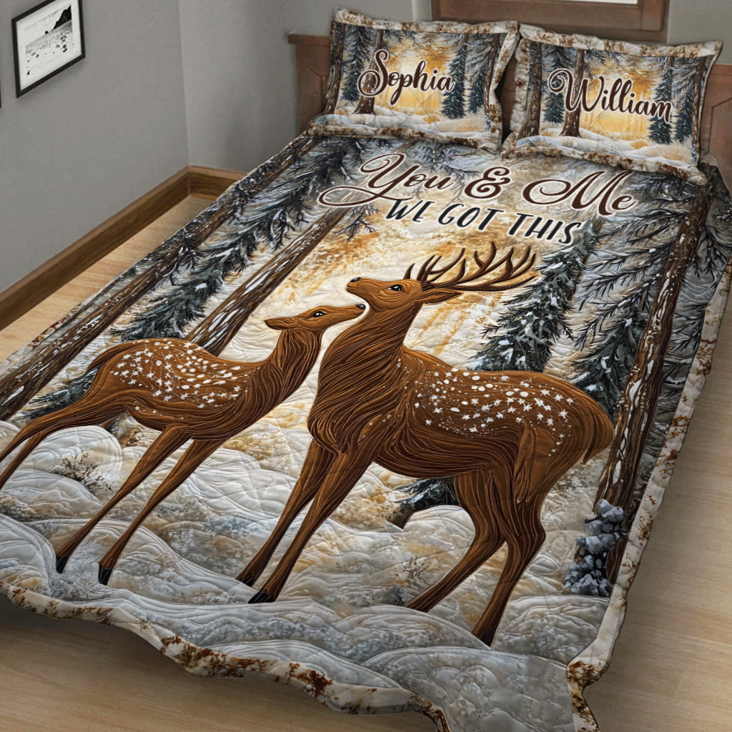 Du und ich, wir schaffen das – Personalisiertes Jagd-Quilt-Set