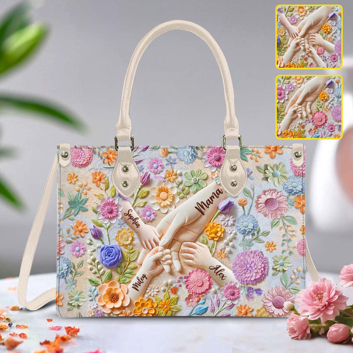 Hand in Hand – Personalisierte Handtasche aus Mutterleder