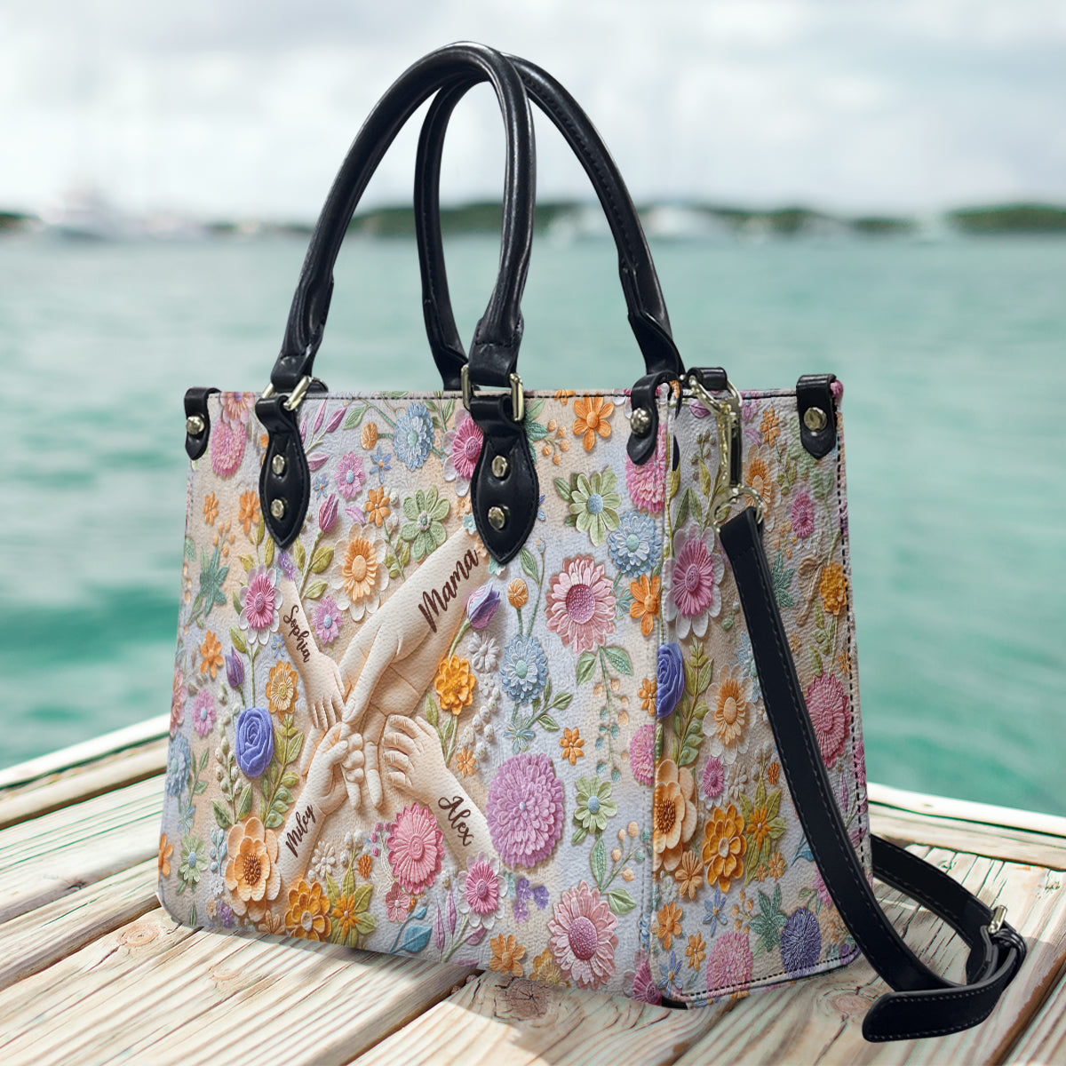 Hand in Hand – Personalisierte Handtasche aus Mutterleder