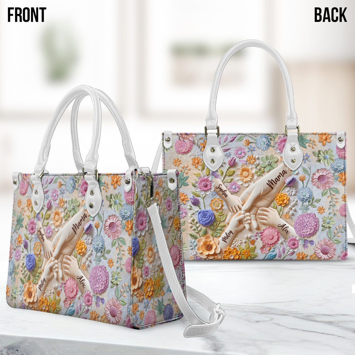 Hand in Hand – Personalisierte Handtasche aus Mutterleder