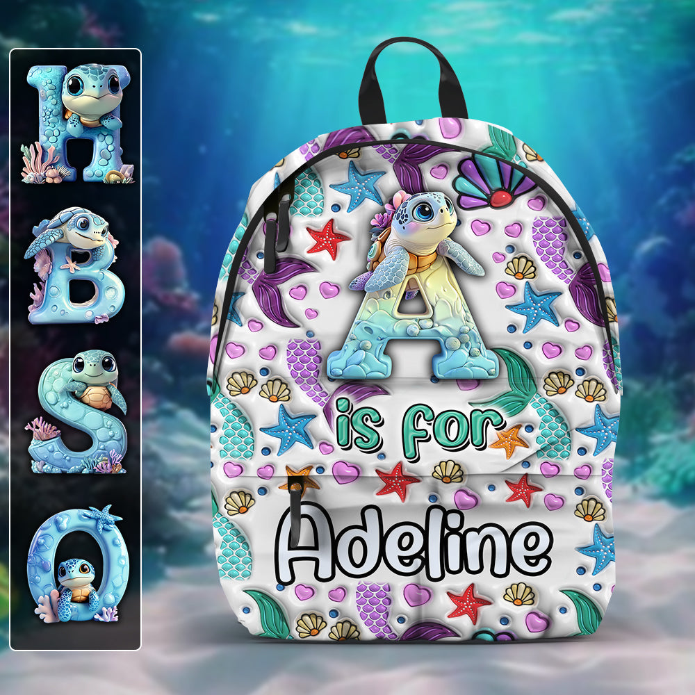 Niedliches Schildkrötenalphabet – personalisierter Kinderrucksack