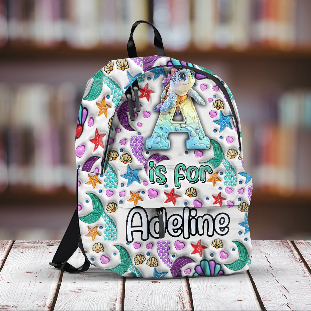 Niedliches Schildkrötenalphabet – personalisierter Kinderrucksack