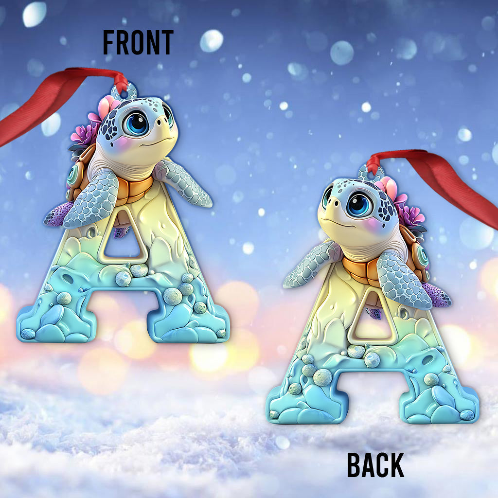 Cute Turtle Letter - Personalized Kid Ornament