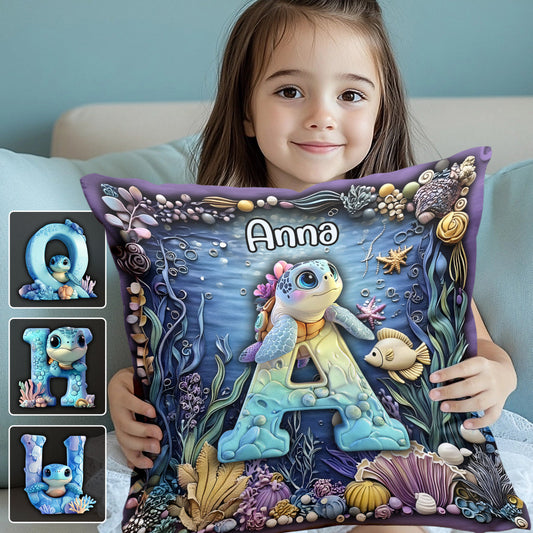 Niedliches Schildkröten-Alphabet – personalisiertes Kinderkissen