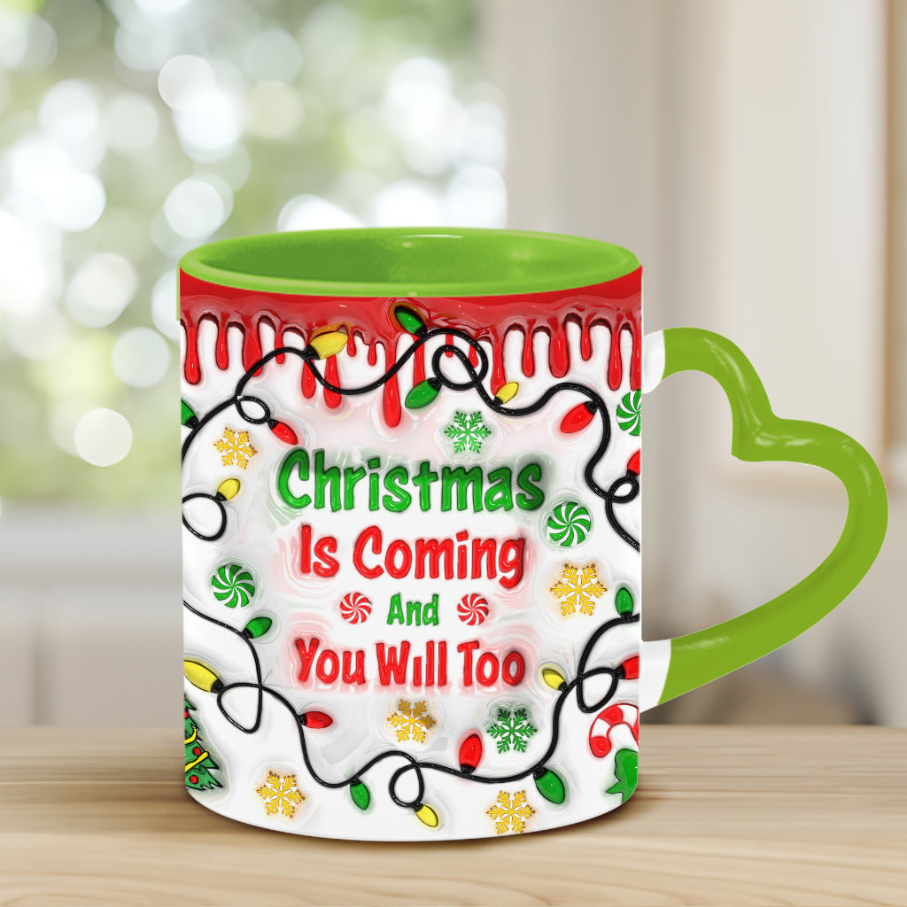 Weihnachten naht – Personalisierte Tasse mit Herzgriff für Paare