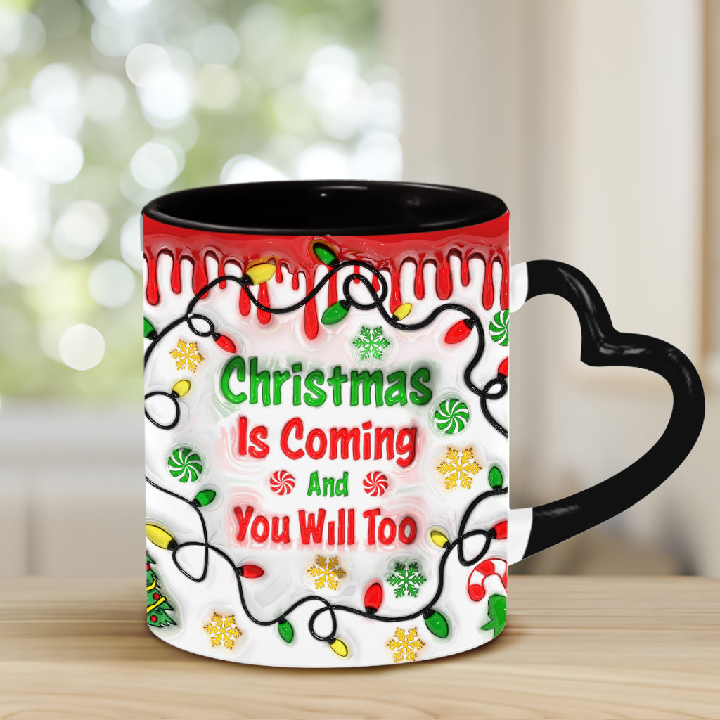 Weihnachten naht – Personalisierte Tasse mit Herzgriff für Paare
