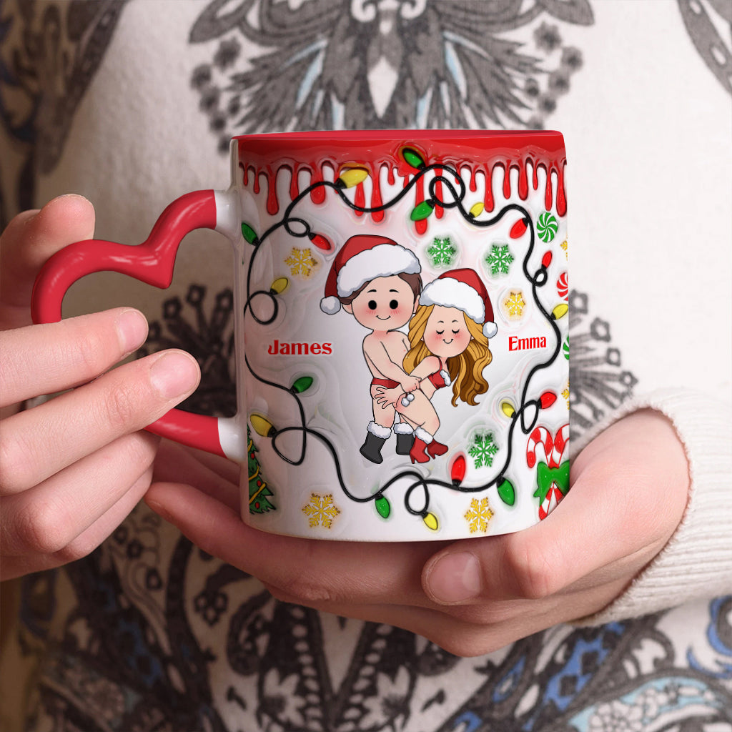 Weihnachten naht – Personalisierte Tasse mit Herzgriff für Paare