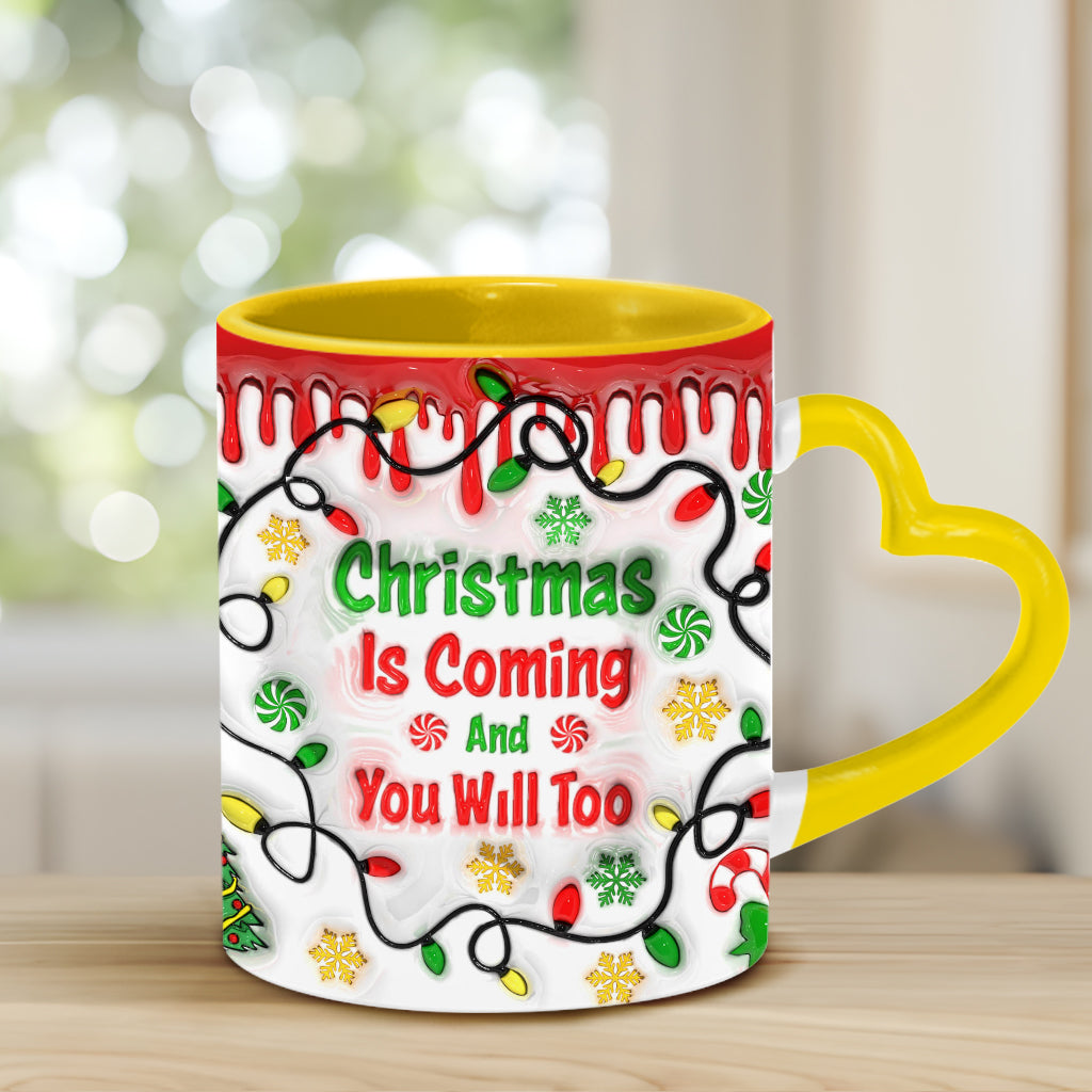 Weihnachten naht – Personalisierte Tasse mit Herzgriff für Paare
