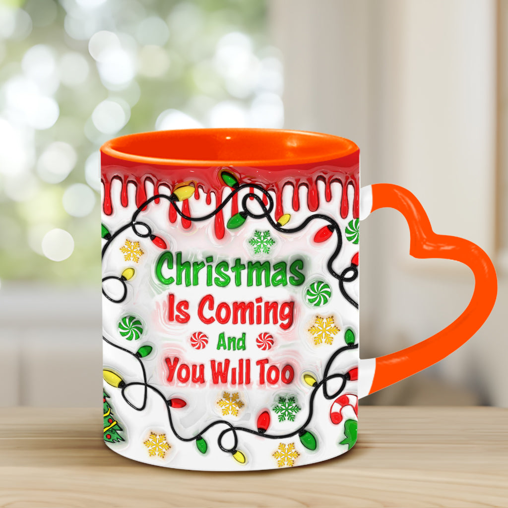 Weihnachten naht – Personalisierte Tasse mit Herzgriff für Paare