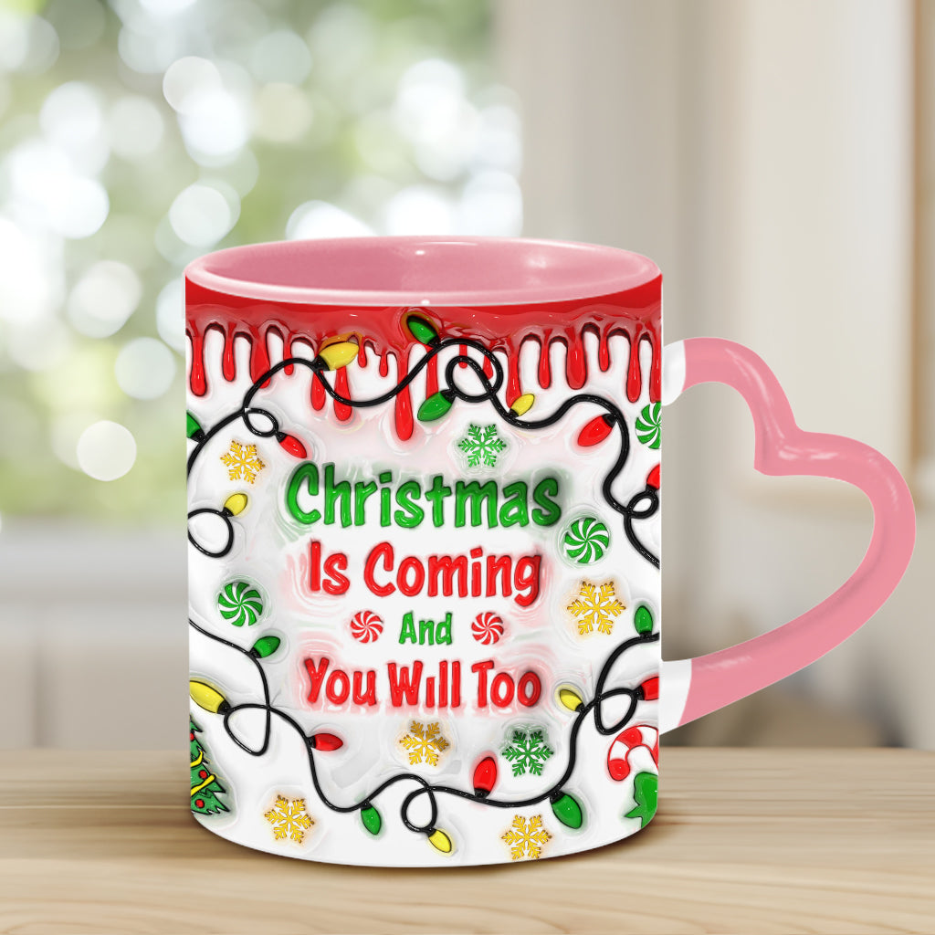 Weihnachten naht – Personalisierte Tasse mit Herzgriff für Paare