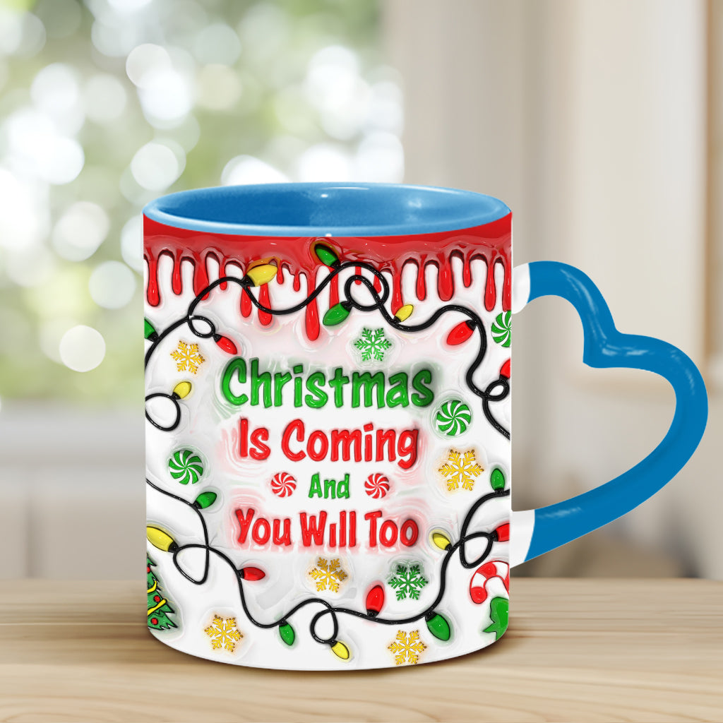 Weihnachten naht – Personalisierte Tasse mit Herzgriff für Paare