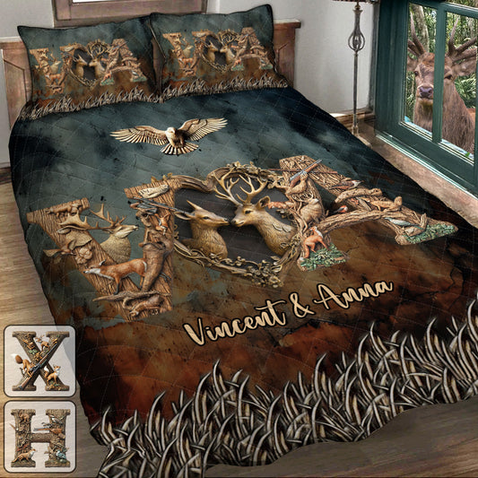 Her Buck His Doe - Personalisiertes Jagd-Quilt-Set