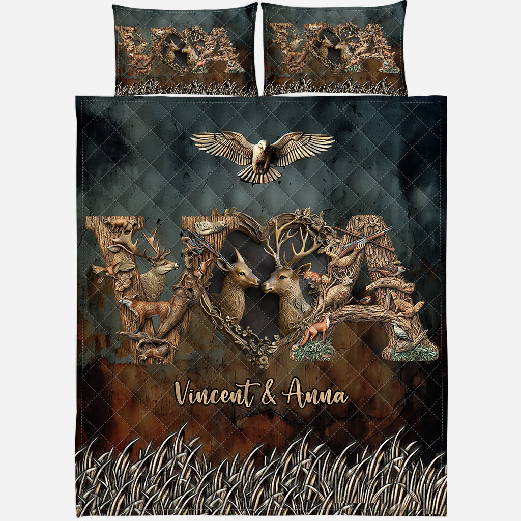 Her Buck His Doe - Personalisiertes Jagd-Quilt-Set