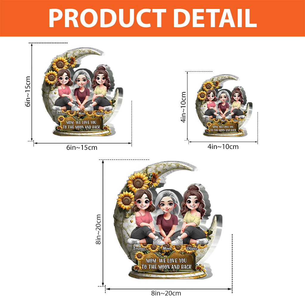 Ich liebe dich bis zum Mond und zurück – Personalisierte Acrylplakette in individueller Form für meine Mutter