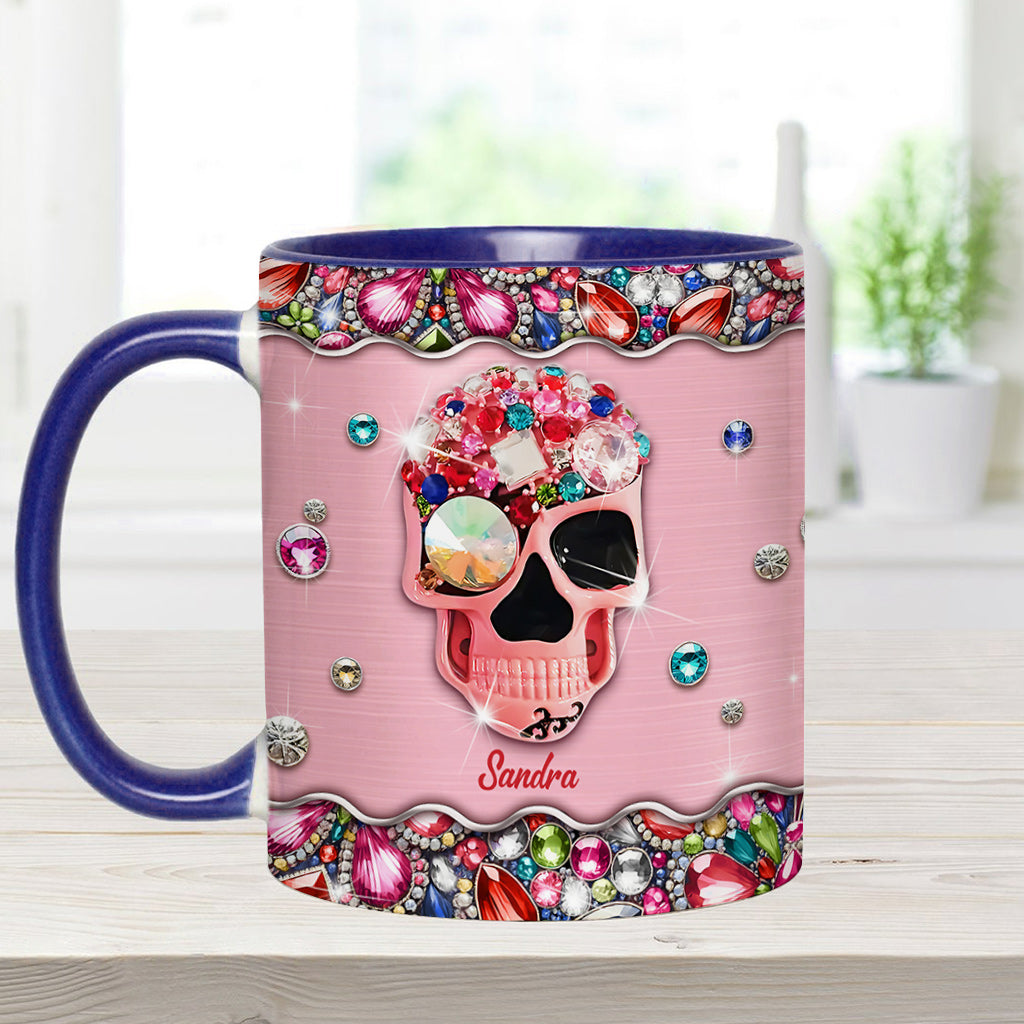 Glitzernder Totenkopf – Personalisierte Tasse mit Totenkopf-Akzent