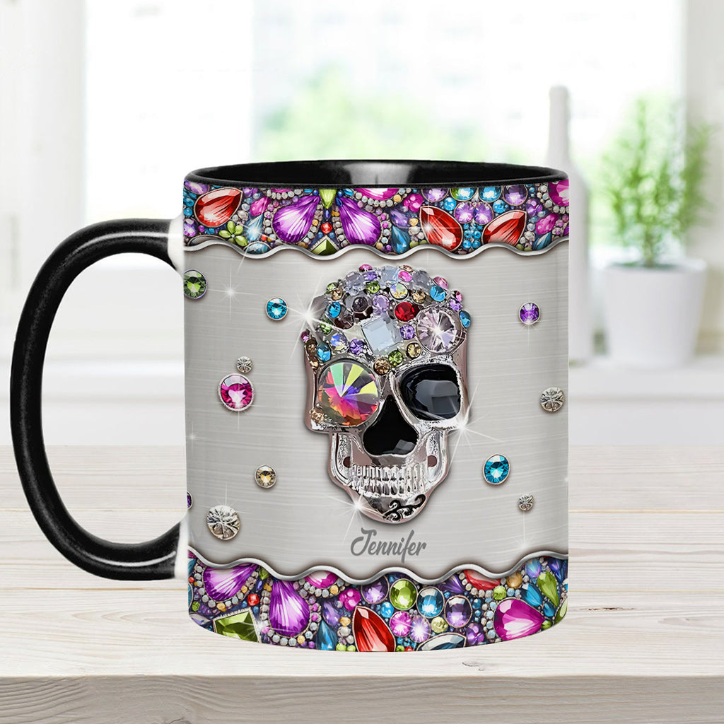 Glitzernder Totenkopf – Personalisierte Tasse mit Totenkopf-Akzent