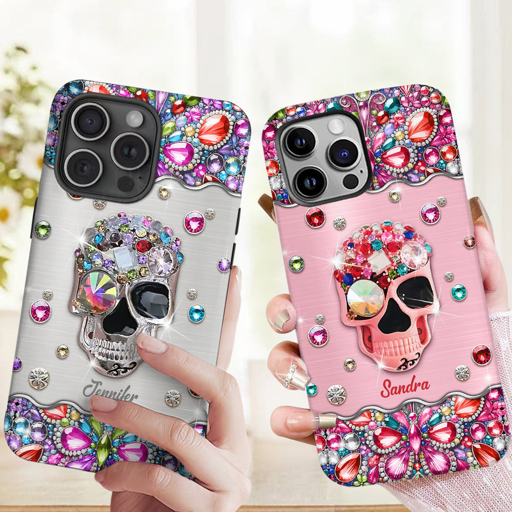Glitzernder Totenkopf – Personalisierte Handyhülle mit Totenkopf-Vollbilddruck