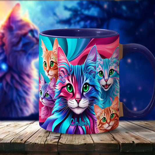 Verrückte Katzenlady – Personalisierte Tasse mit Katzenmotiv