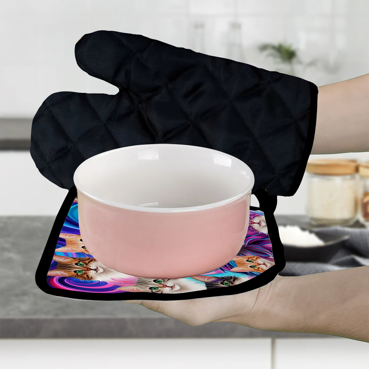 Crazy Cat Lady - Personalized Cat Oven Mitts & Pot Holder Set