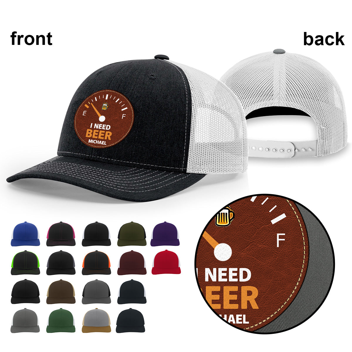 Ich brauche Bier – Personalisierte Bier-Ledermütze