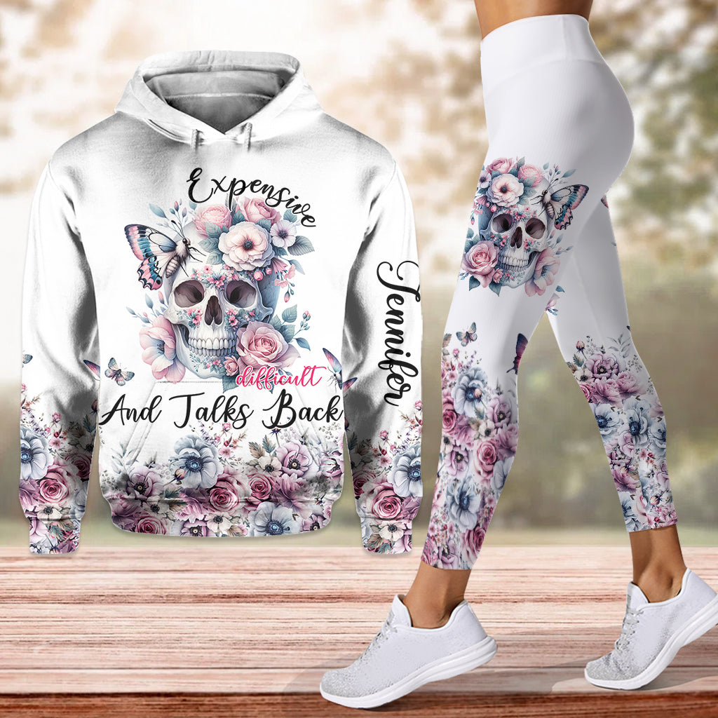 Blumenschädel – Personalisierter Totenkopf-Hoodie und Leggings