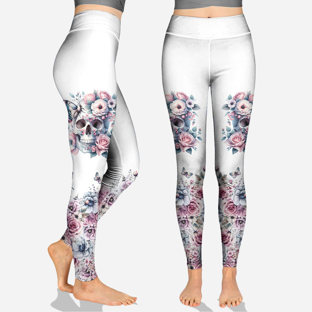 Blumenschädel – Personalisierter Totenkopf-Hoodie und Leggings