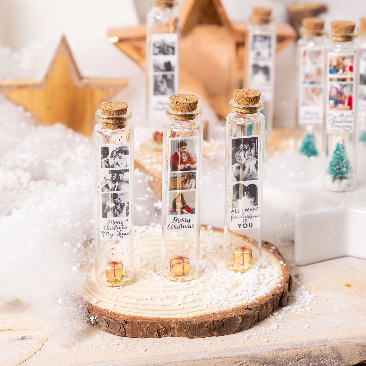 Mini-Flaschenanhänger mit Pärchenfoto – Geschenk für Ehemann, Ehefrau, Freund, Freundin – Personalisierter Mini-Flaschenanhänger